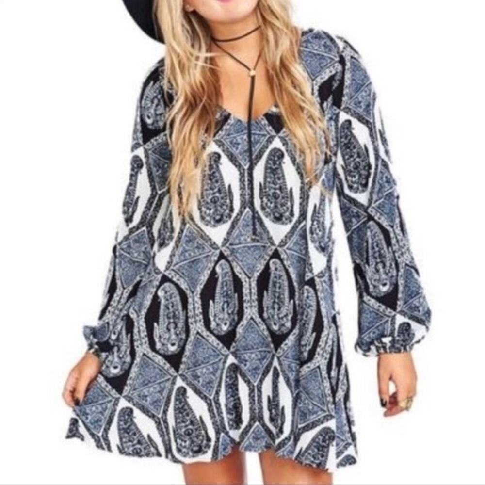 Show Me Your MuMu Women’s Donnie BoHo Paisley Print Mini Dress Size XS